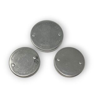 Vintage Moeller Mfg. Co. Punch N Cover Stainless Steel Can Lids Set of 3